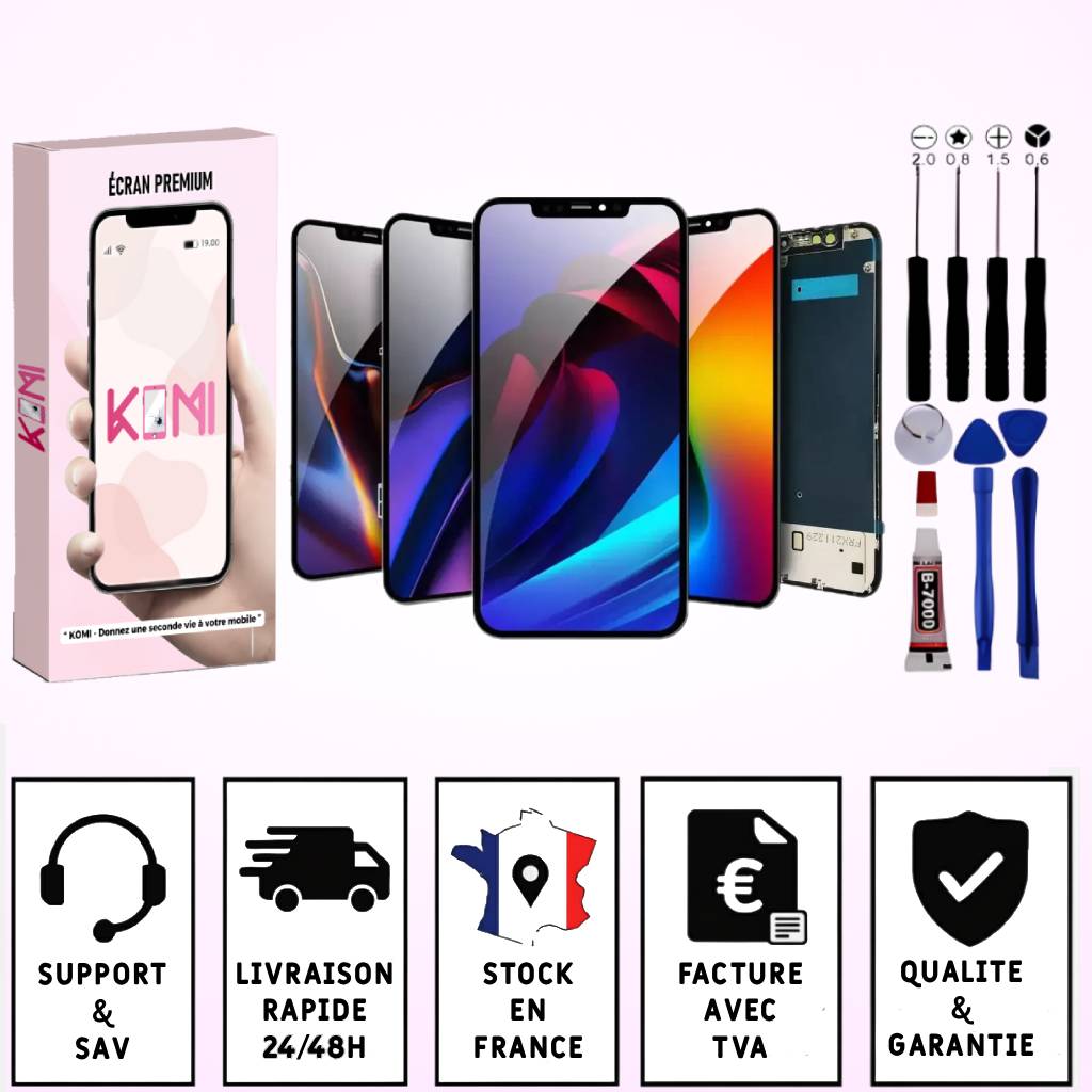 Ecran pour iPhone X XS XR 11 12 13 14 15 16 Mini Pro Max Plus OLED LCD avec Outils
