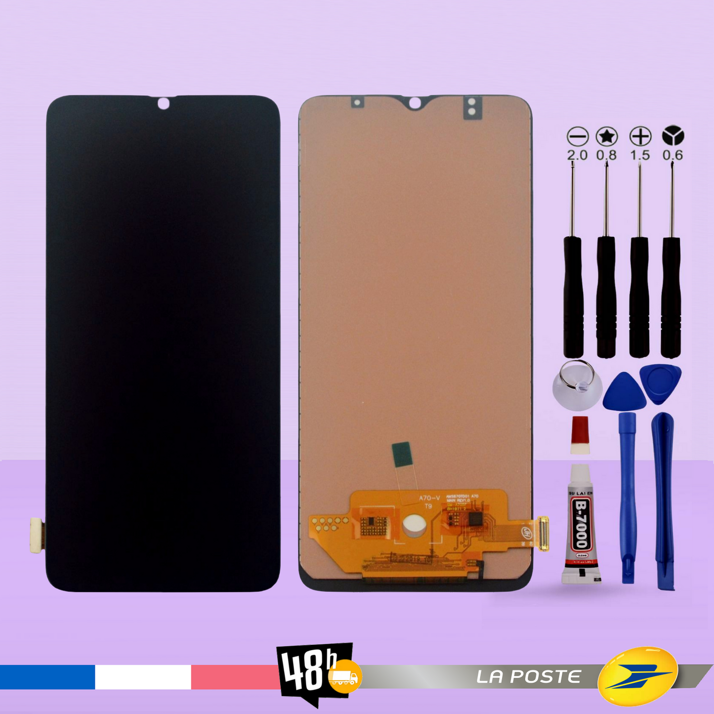 Ecran Pour Samsung galaxy A70 SM-A705F, SM-A705FN Châssis Noir Vitre Tactile LCD