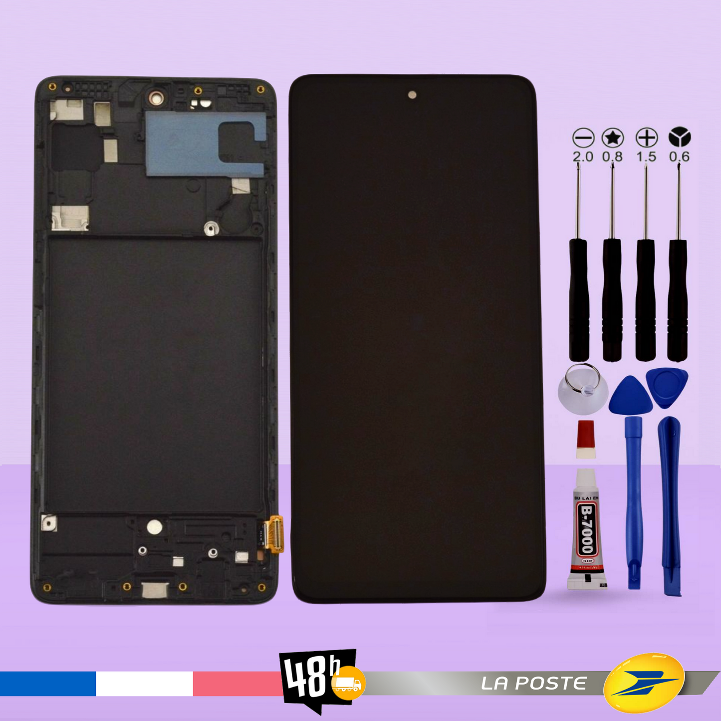 Ecran Pour Samsung galaxy A71 SM-A715F 2020 A715F/DS A715F/DSN Châssis Noir LCD