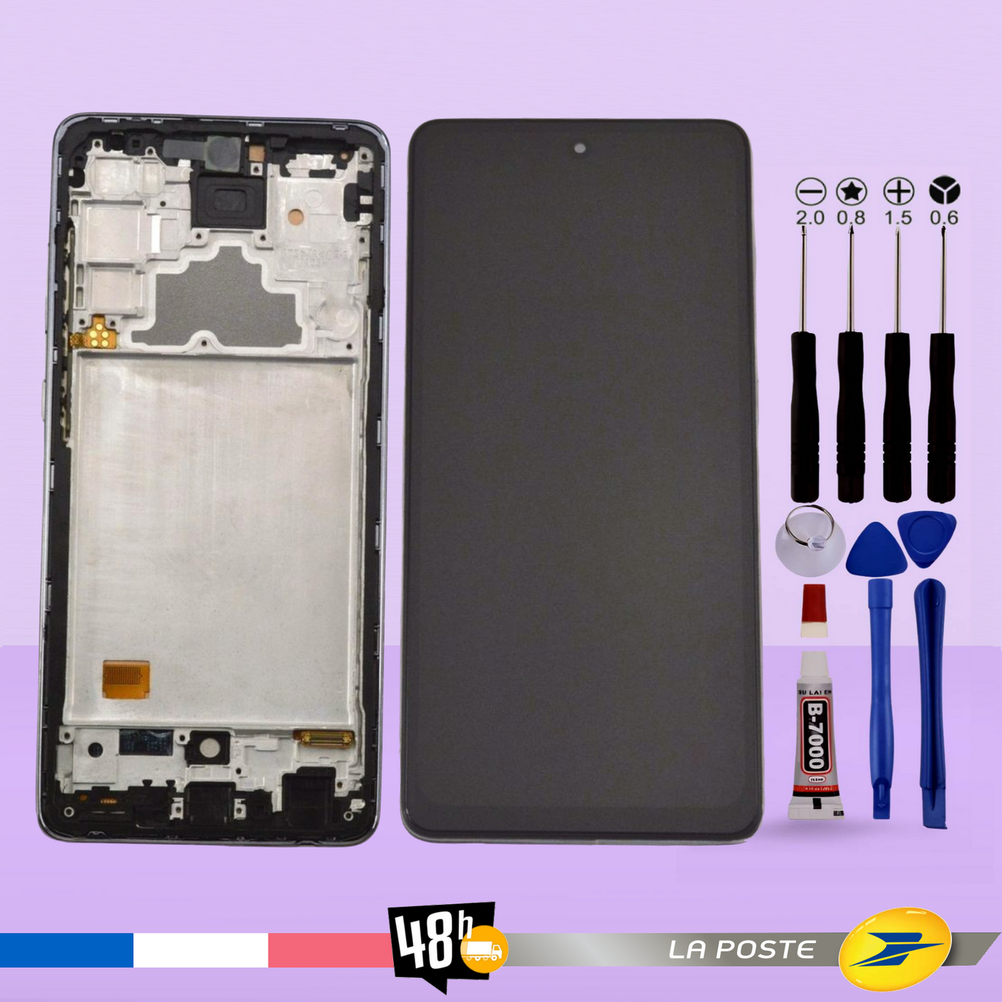 Ecran Pour Samsung galaxy A72 SM-A725 Châssis Noir SM-A725 Vitre Tactile LCD