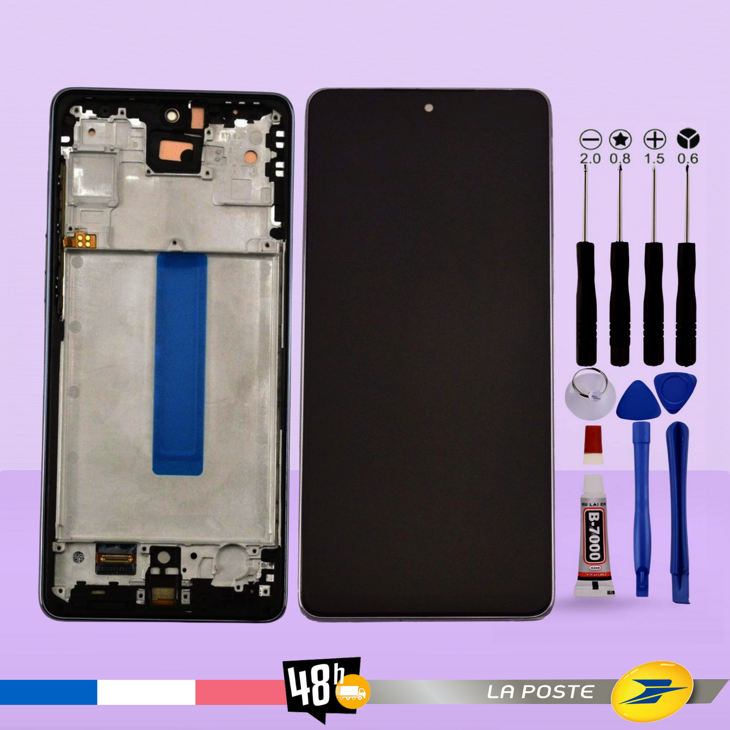 Ecran Pour Samsung galaxy A73 A736, SM-A736B, SM-A736B/DS Châssis Noir Vitre Tactile LCD