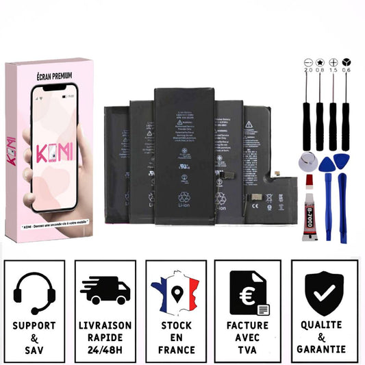 Batterie Pour iPhone X XS 11 12 13 14 15 Pro Max Plus Mini identique Original avec Outils